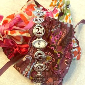 Brighton Silvertone watch, oval face 7 1/4” long